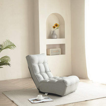 Single Seater Japanese Style Thick Cushioned Lazy Tatami Recliner Sofa- Gray