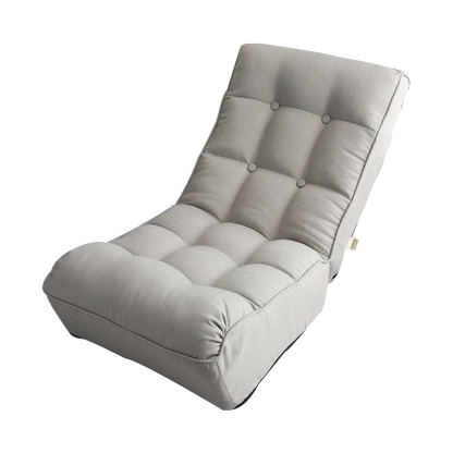 Single Seater Japanese Style Thick Cushioned Lazy Tatami Recliner Sofa- Gray