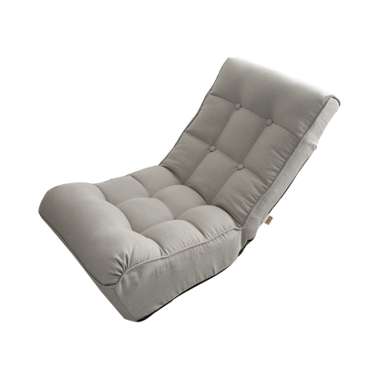 Single Seater Japanese Style Thick Cushioned Lazy Tatami Recliner Sofa- Gray