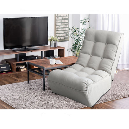 Single Seater Japanese Style Thick Cushioned Lazy Tatami Recliner Sofa- Gray