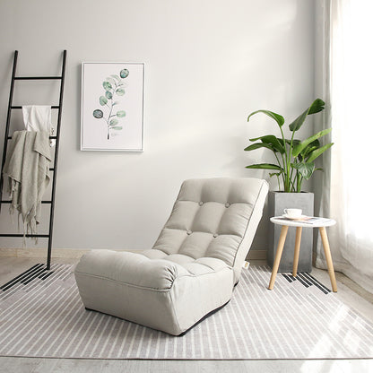 Single Seater Japanese Style Thick Cushioned Lazy Tatami Recliner Sofa- Gray