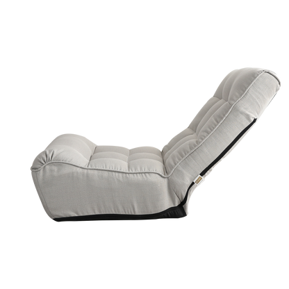 Single Seater Japanese Style Thick Cushioned Lazy Tatami Recliner Sofa- Gray