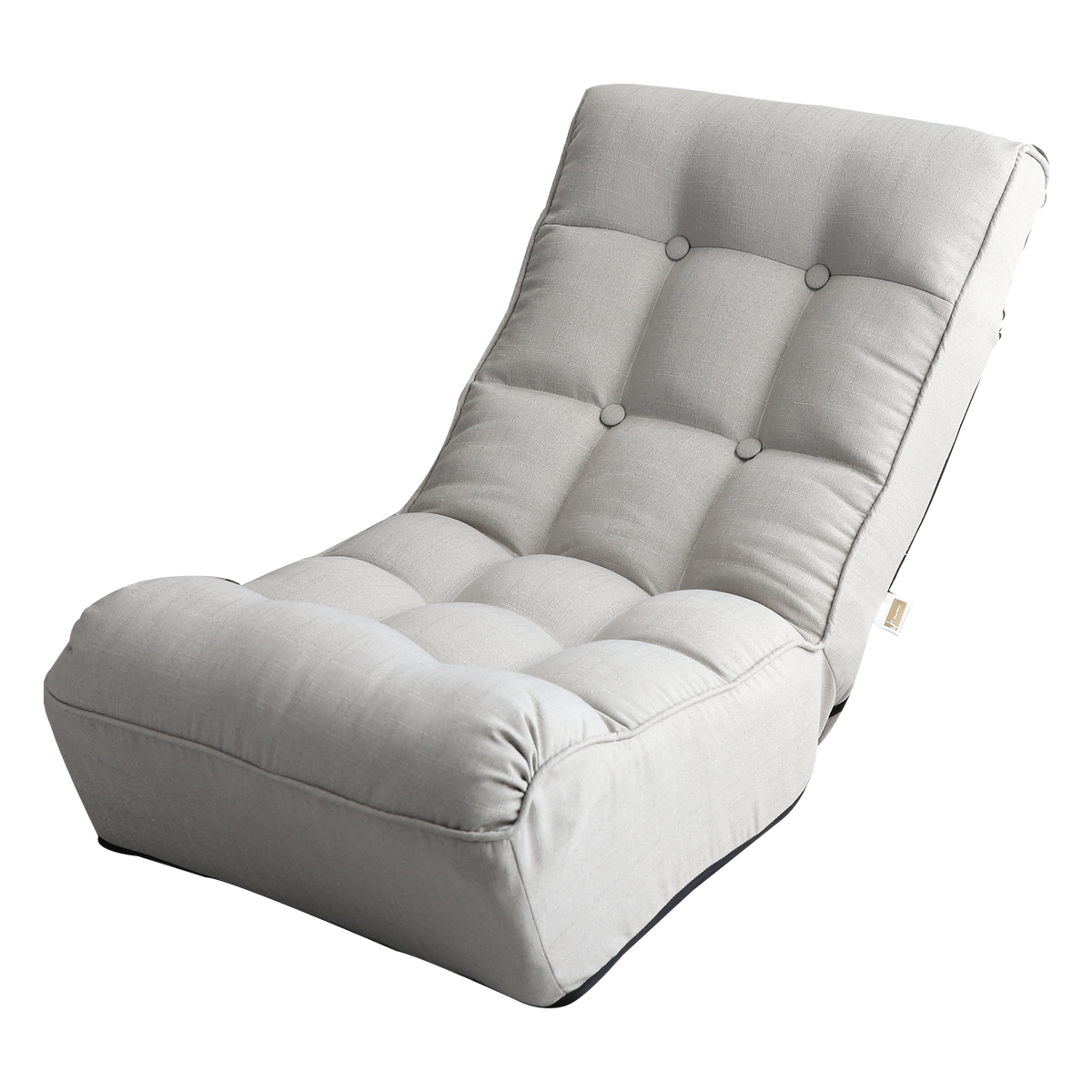 Single Seater Japanese Style Thick Cushioned Lazy Tatami Recliner Sofa- Gray