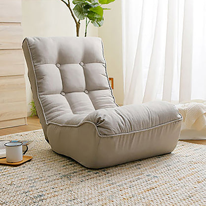 Single Seater Japanese Style Thick Cushioned Lazy Tatami Recliner Sofa- Gray