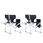 2pcs Padded Folding Outdoor Chair with Pockets Oversized Directors Chair- Black+Grey