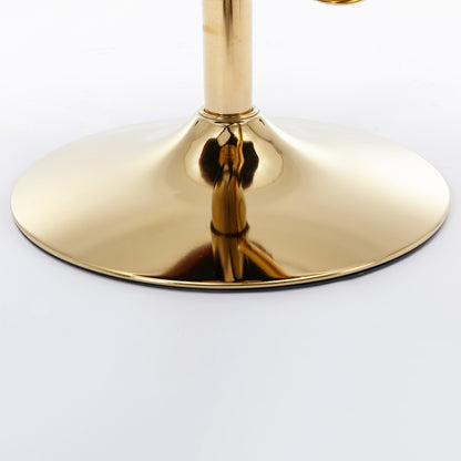 Set of 2 Gold Details Upholstered Whole Back Tufted PU Armless Bar Stools- Burgundy