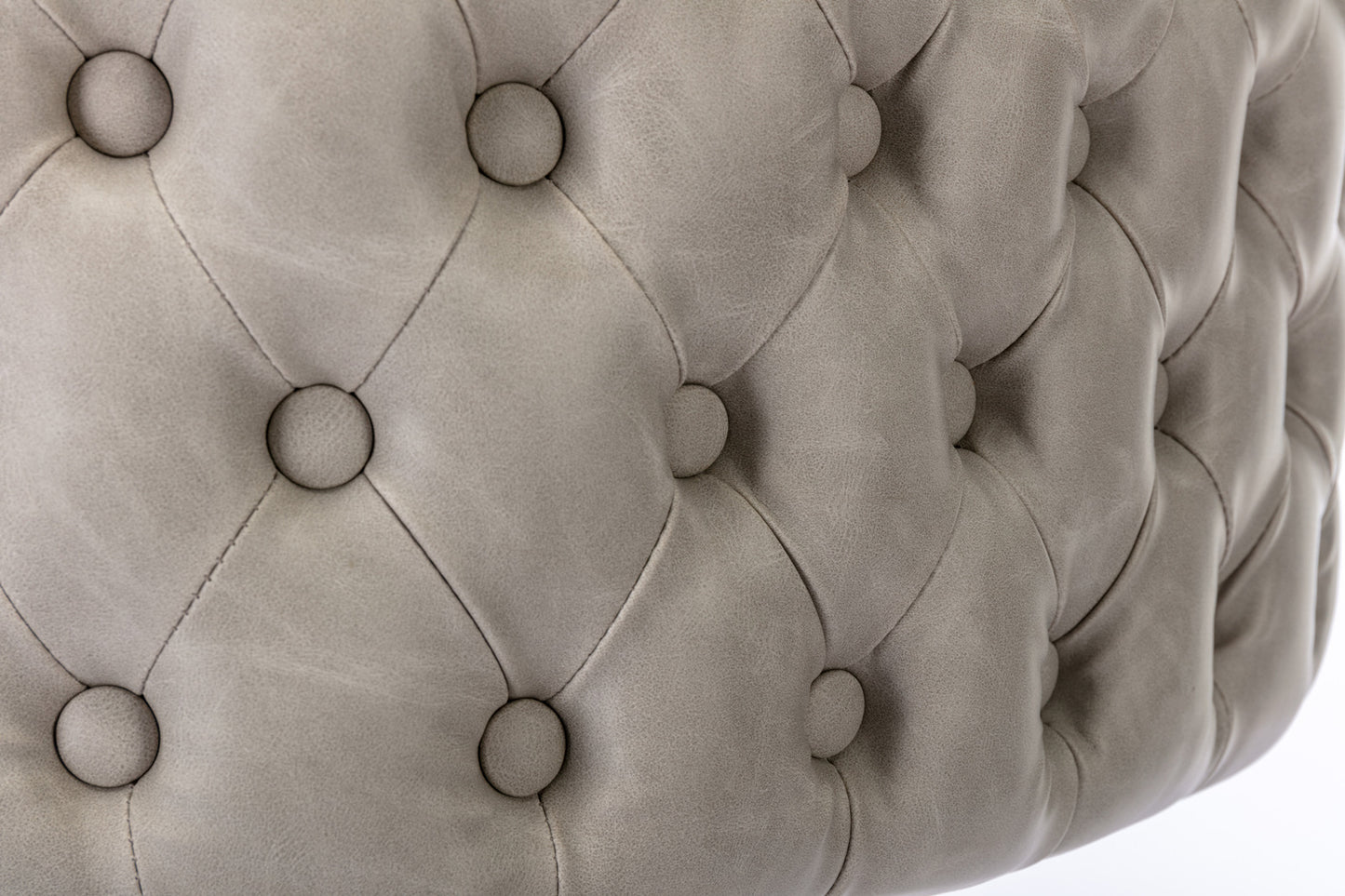 Set of 2 Gold Details Upholstered Whole Back Tufted PU Armless Bar Stools- Beige