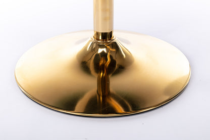 Set of 2 Gold Details Upholstered Whole Back Tufted PU Armless Bar Stools- Beige