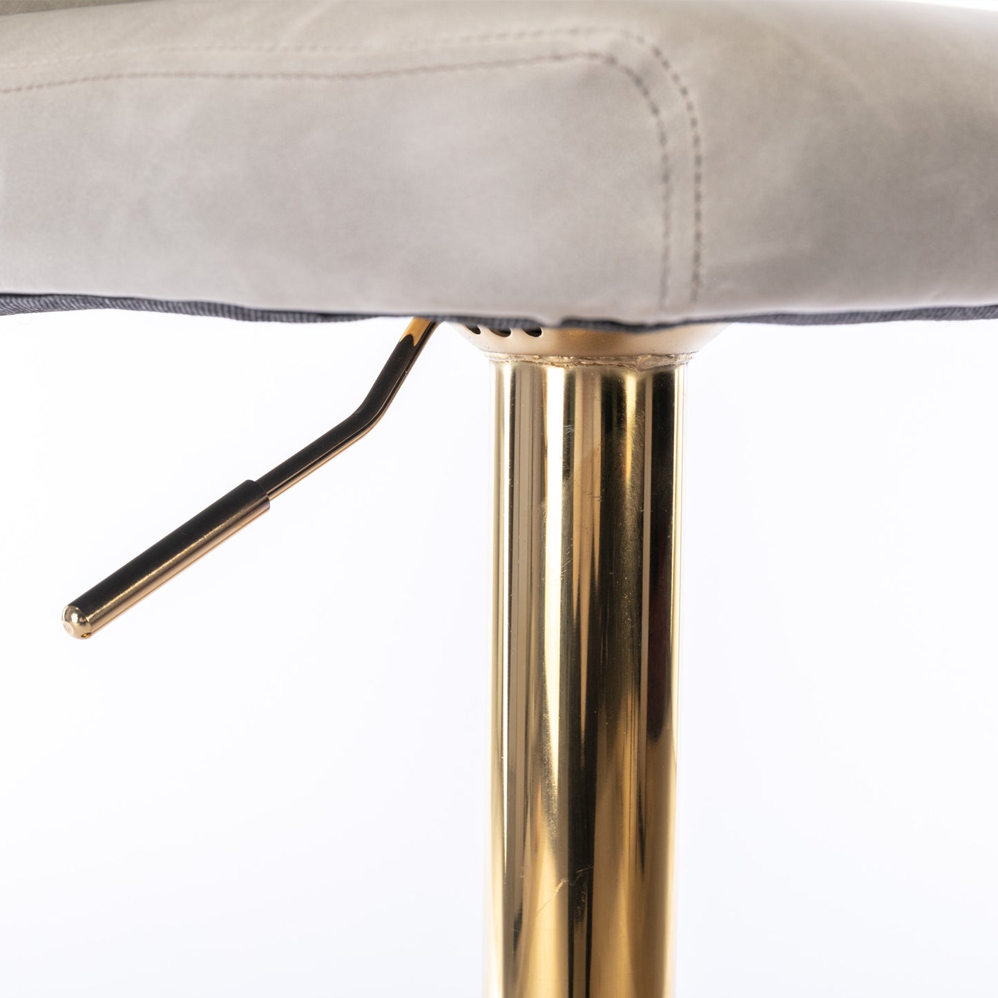 Set of 2 Gold Details Upholstered Whole Back Tufted PU Armless Bar Stools- Beige