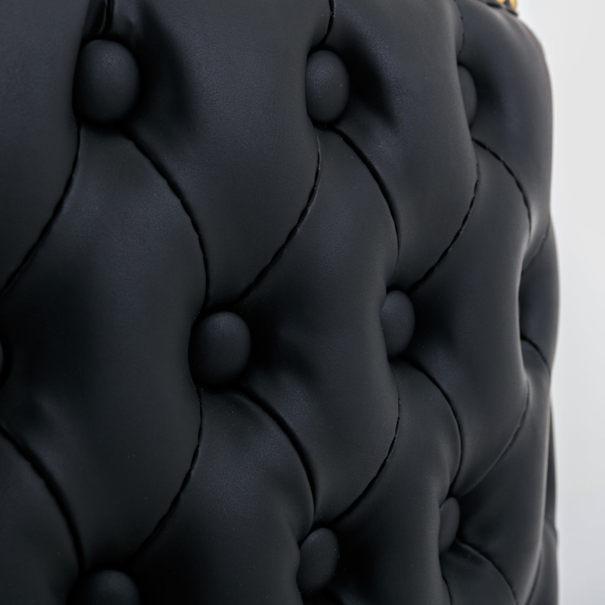 Set of 2 Gold Details Upholstered Whole Back Tufted PU Armless Bar Stools- Black