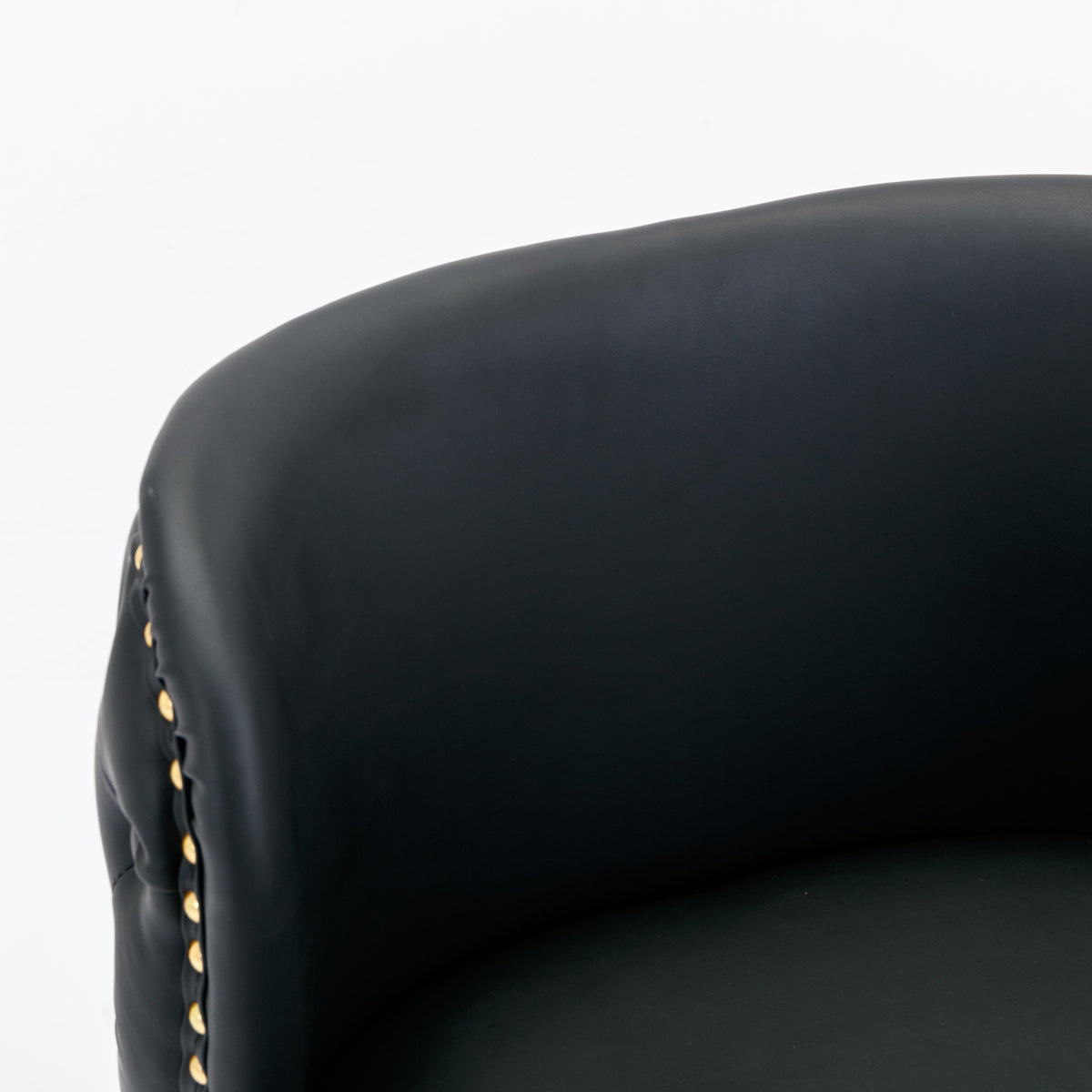 Set of 2 Gold Details Upholstered Whole Back Tufted PU Armless Bar Stools- Black