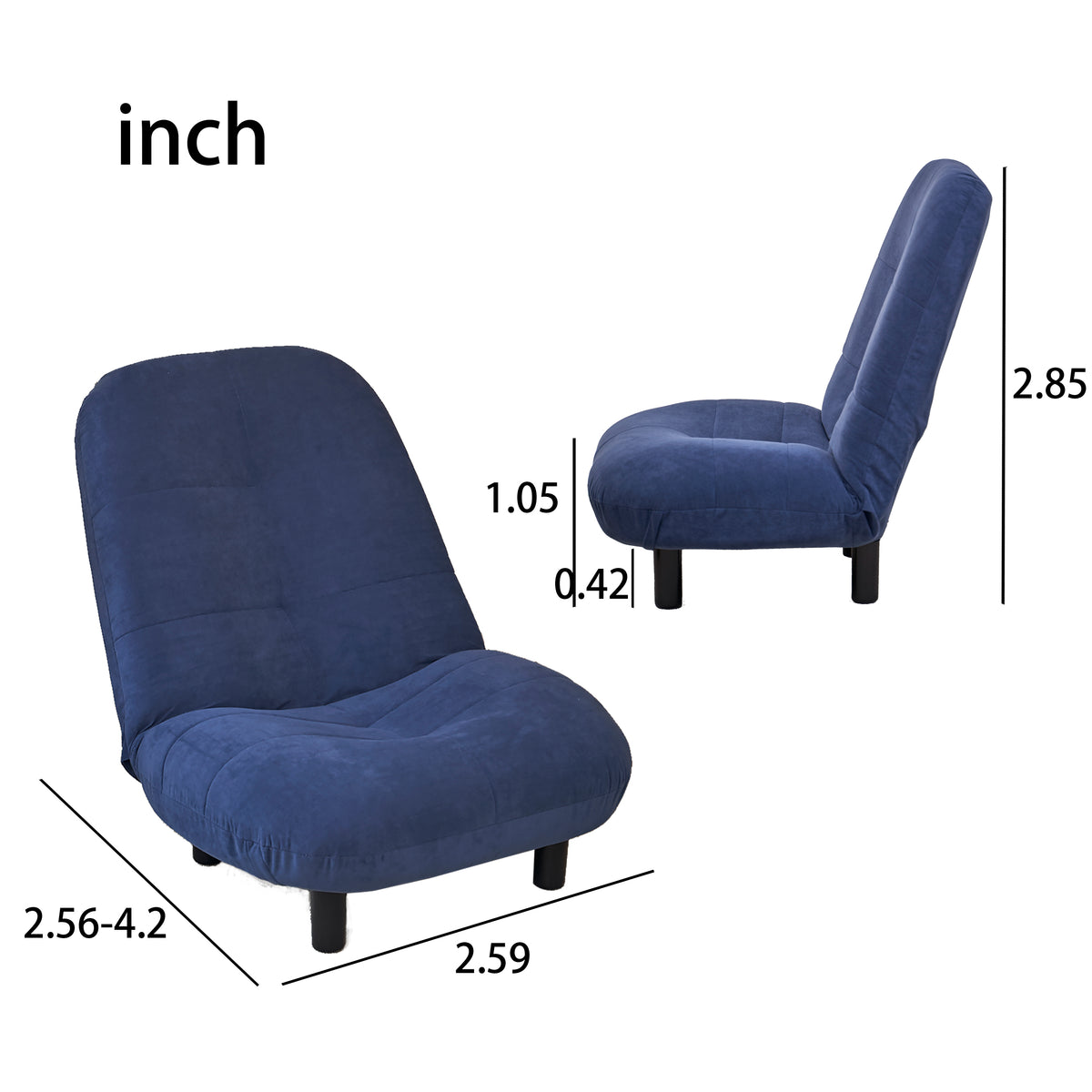 Single-Seater Reclining Japanese Tatami Chair Mini Lazy Tilting Sofa- Blue