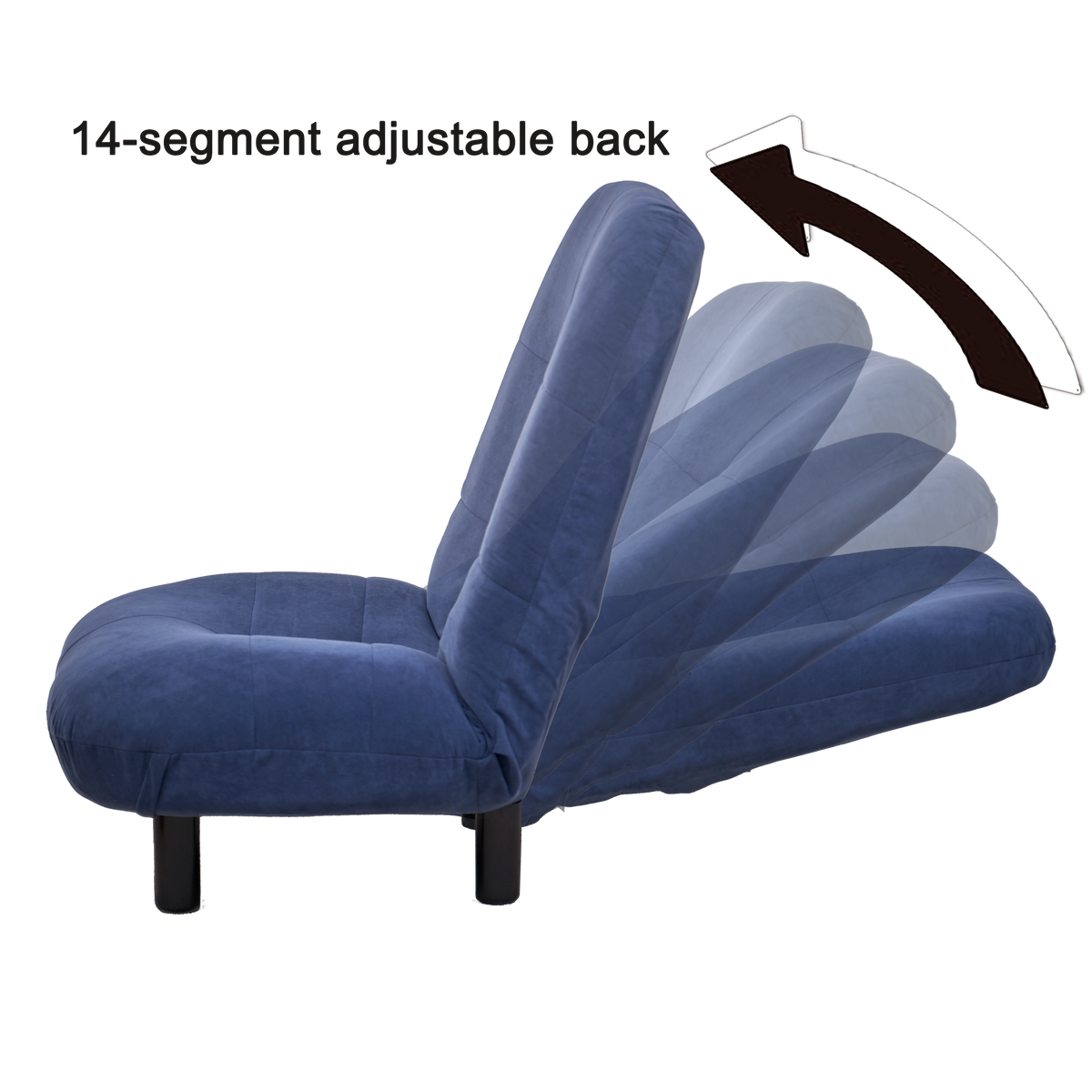 Single-Seater Reclining Japanese Tatami Chair Mini Lazy Tilting Sofa- Blue