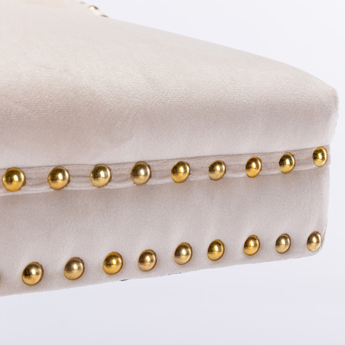 Set of 2 Height Adjustable Upholstered Tufted Velvet Armless Bar Stools with Gold Details- Beige