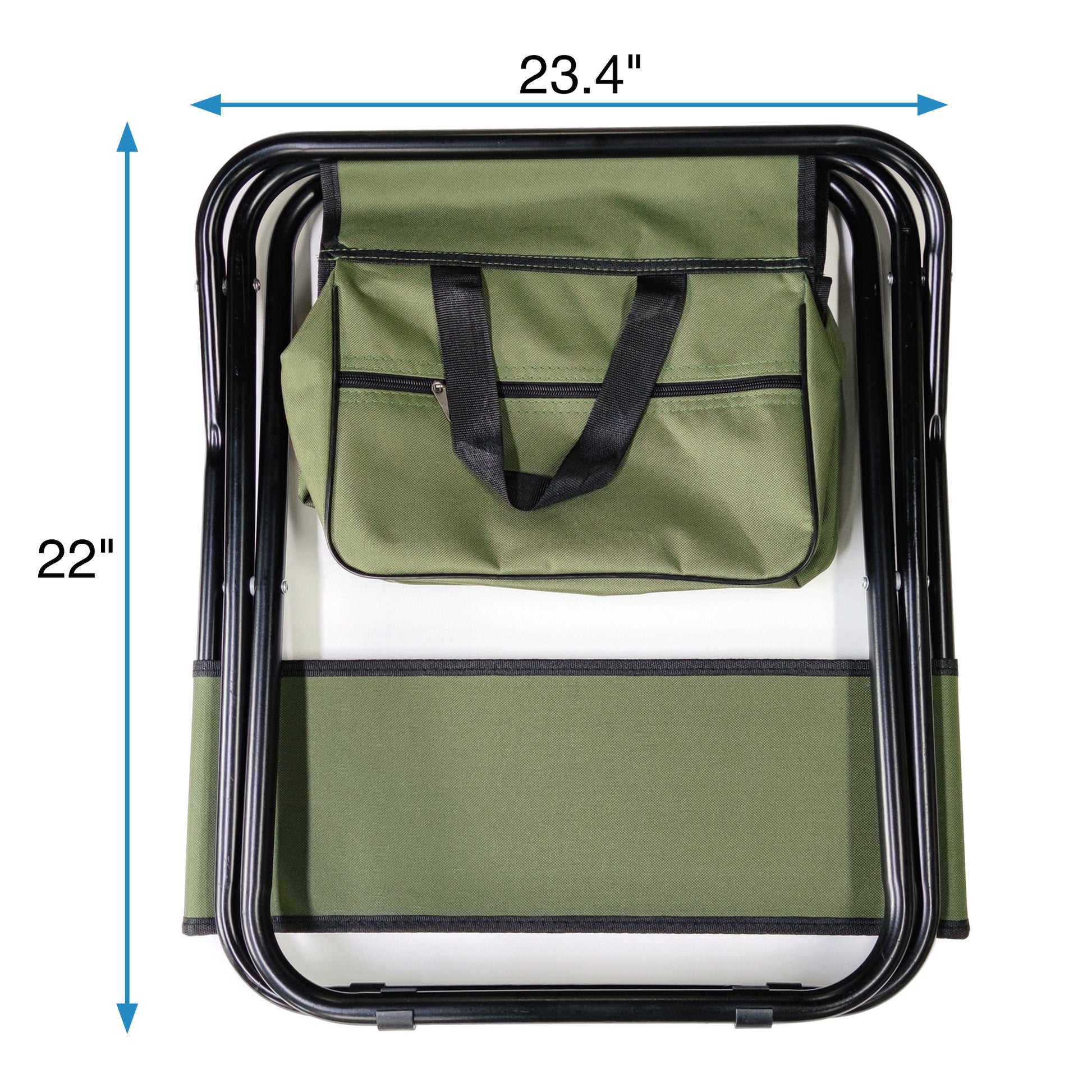 Set of 5 Outdoor Camping Foldable Chair and Roll up Portable Table- Black+Green