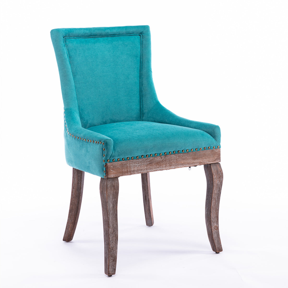 Mid-Century Modern Dining Accent Chair Set of 2 with Nailhead Trim- Blue
