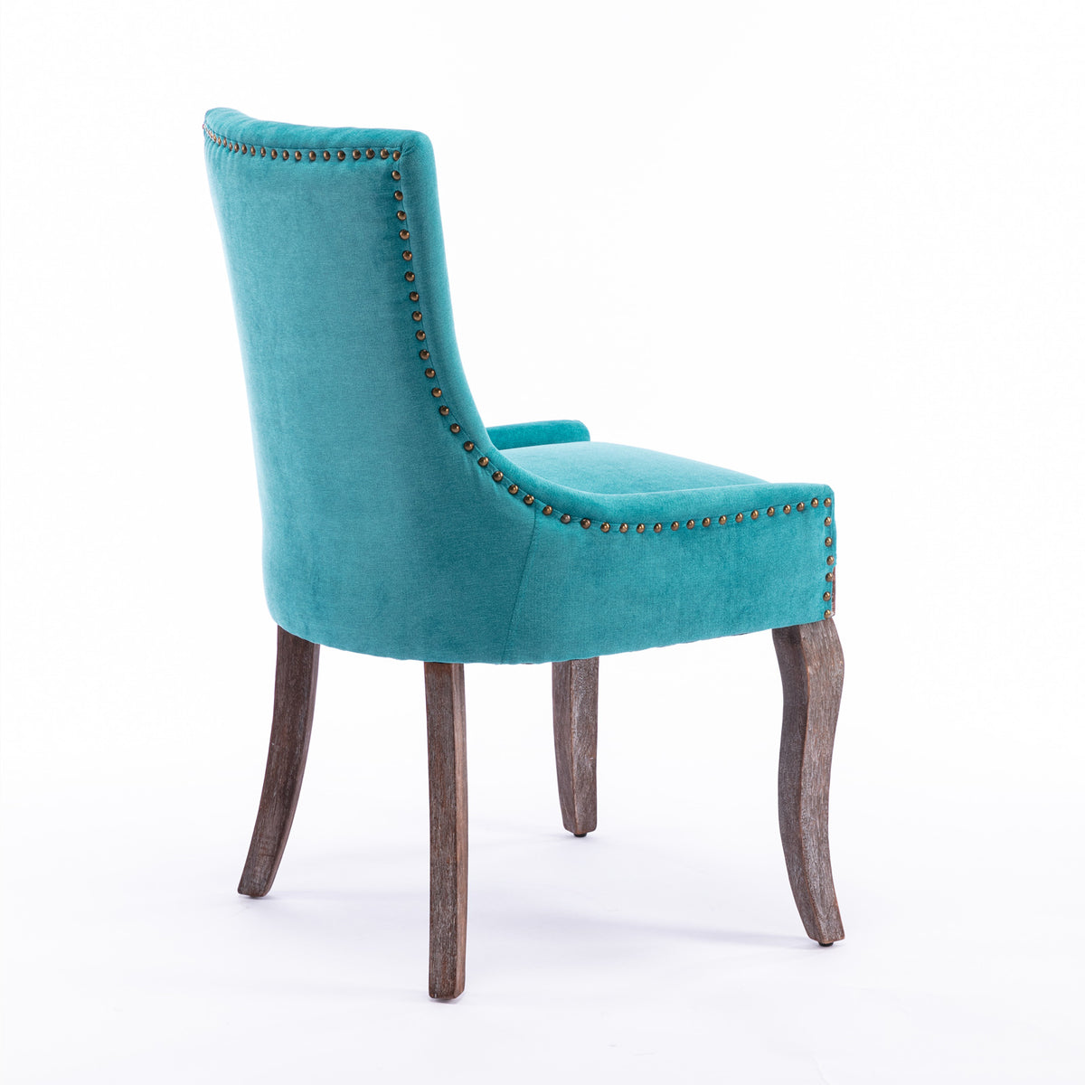 Mid-Century Modern Dining Accent Chair Set of 2 with Nailhead Trim- Blue