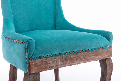 Mid-Century Modern Dining Accent Chair Set of 2 with Nailhead Trim- Blue