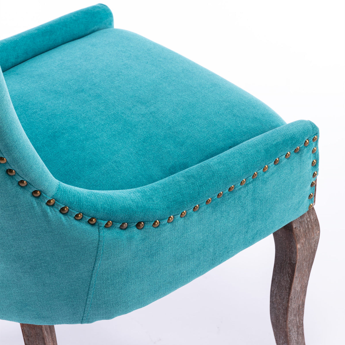 Mid-Century Modern Dining Accent Chair Set of 2 with Nailhead Trim- Blue