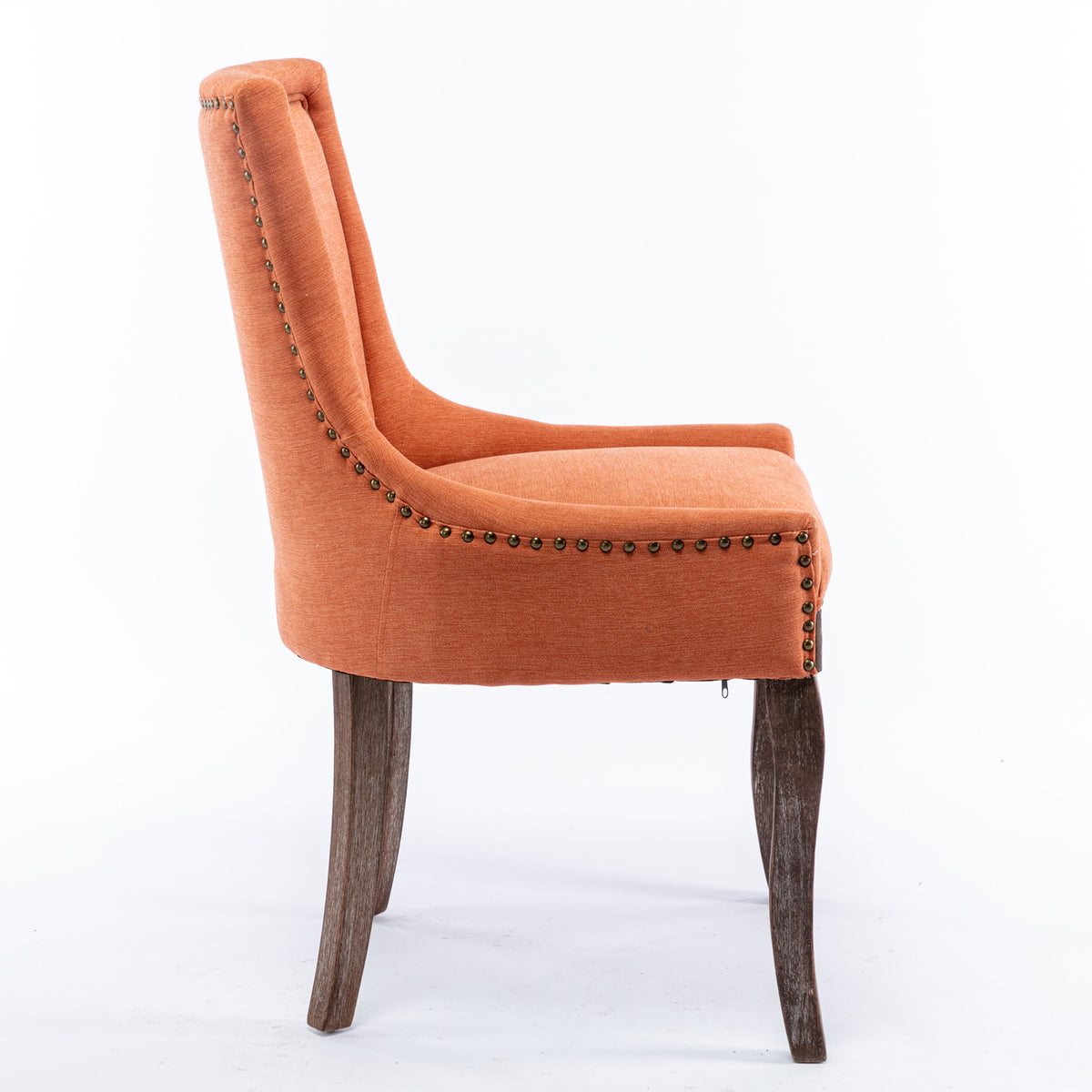 Mid-Century Modern Dining Accent Chair Set of 2 with Nailhead Trim- Orange