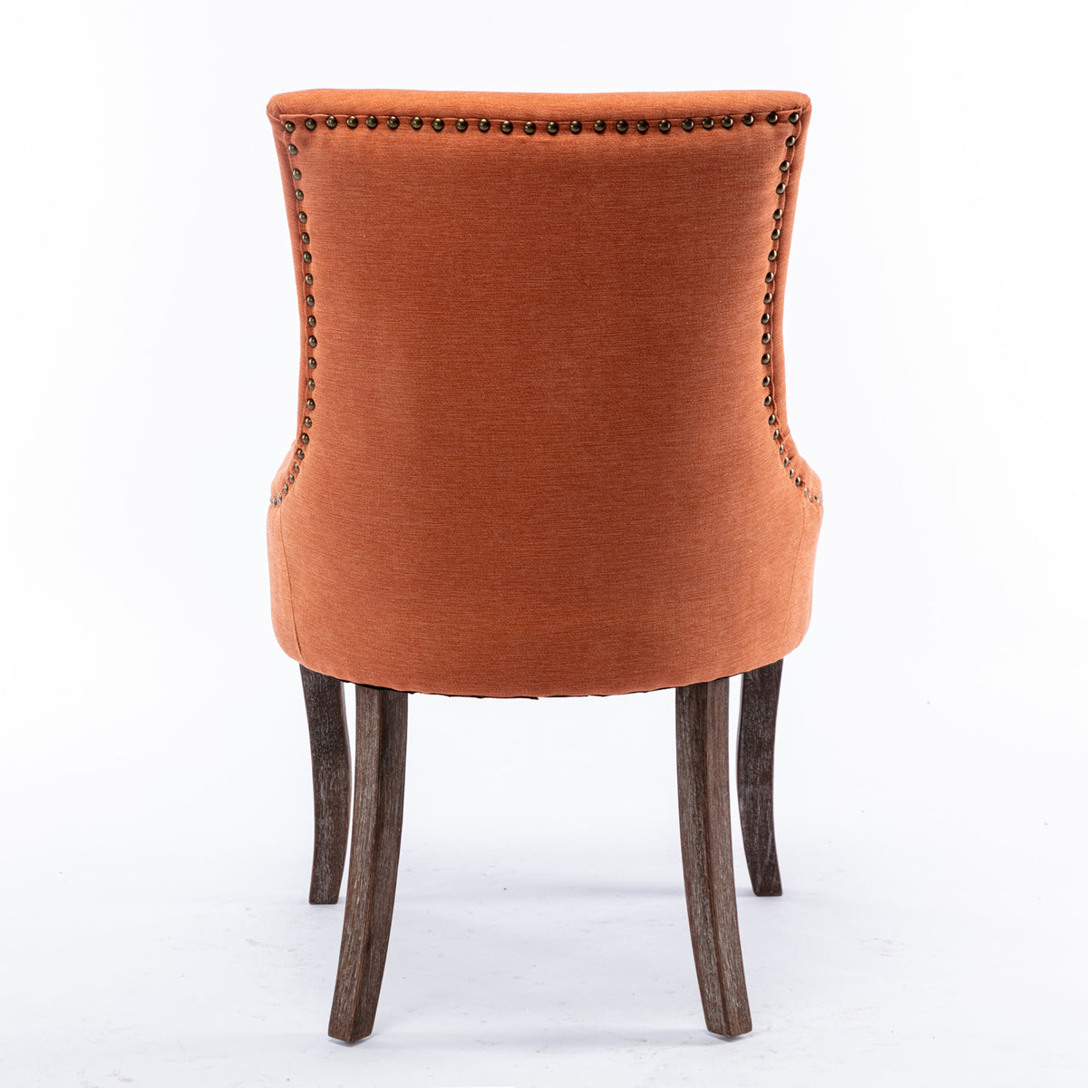 Mid-Century Modern Dining Accent Chair Set of 2 with Nailhead Trim- Orange