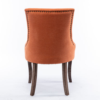 Mid-Century Modern Dining Accent Chair Set of 2 with Nailhead Trim- Orange