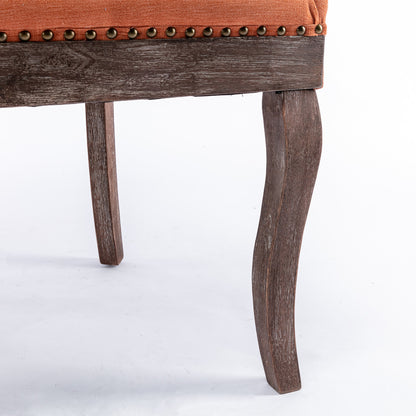 Mid-Century Modern Dining Accent Chair Set of 2 with Nailhead Trim- Orange
