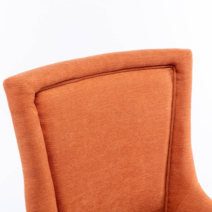 Mid-Century Modern Dining Accent Chair Set of 2 with Nailhead Trim- Orange