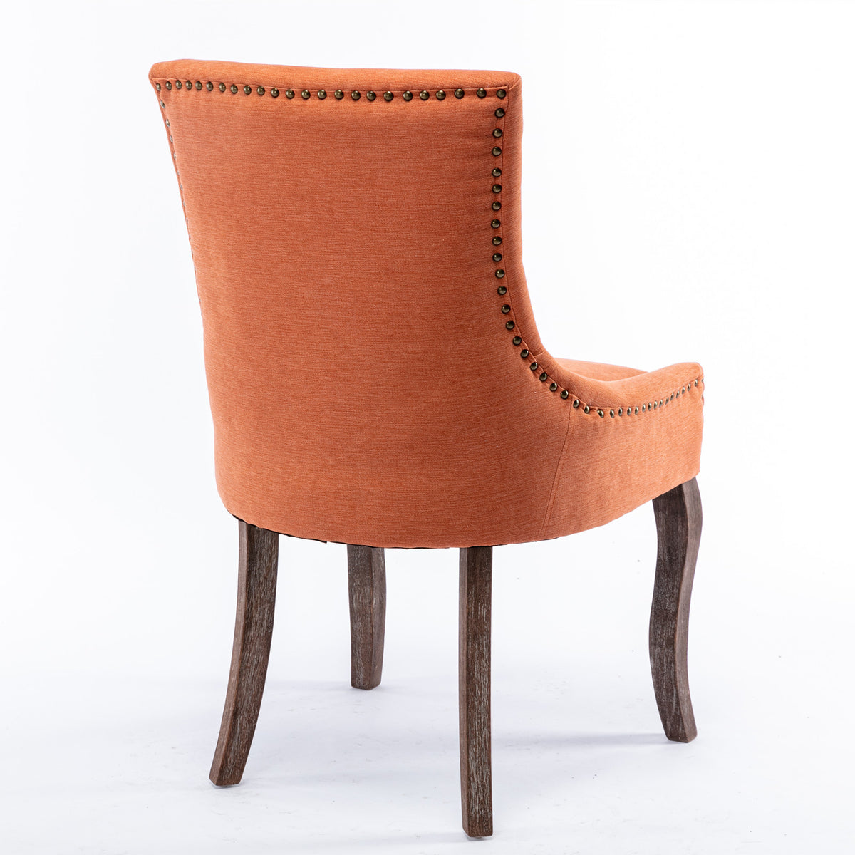 Mid-Century Modern Dining Accent Chair Set of 2 with Nailhead Trim- Orange