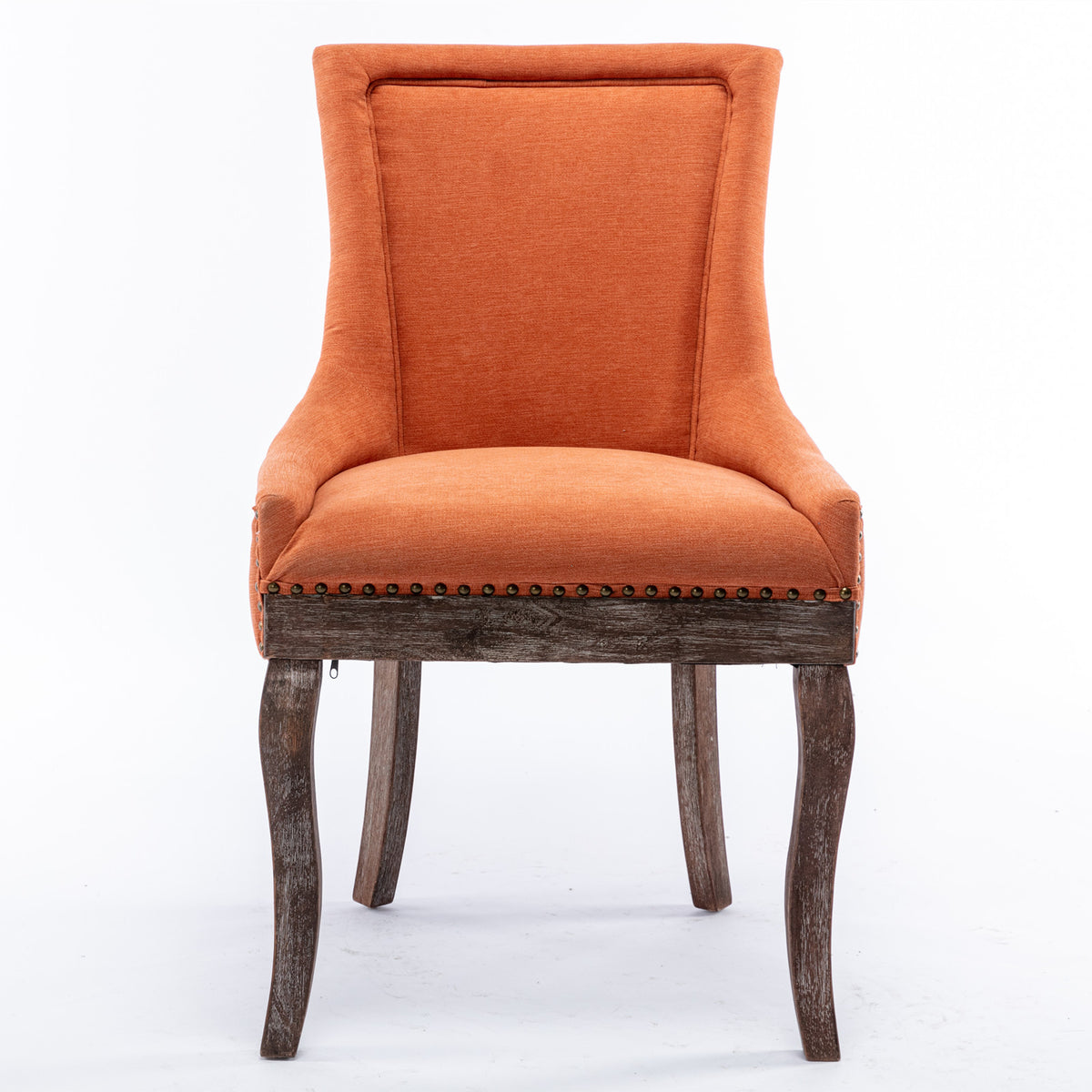 Mid-Century Modern Dining Accent Chair Set of 2 with Nailhead Trim- Orange