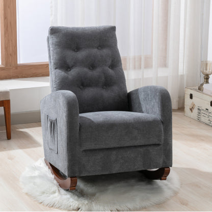 Living Room Chair Lazy Recliner Comfortable Fabric High Back Armchair- Antique Gray