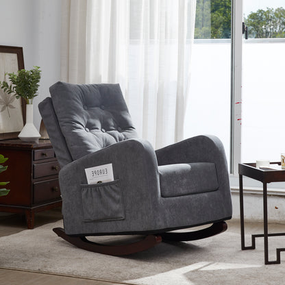 Living Room Chair Lazy Recliner Comfortable Fabric High Back Armchair- Antique Gray
