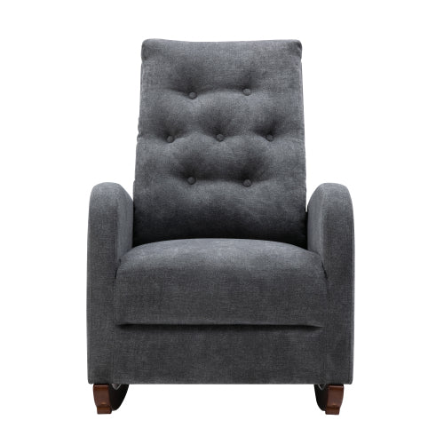 Living Room Chair Lazy Recliner Comfortable Fabric High Back Armchair- Antique Gray