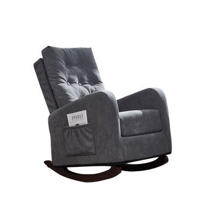 Living Room Chair Lazy Recliner Comfortable Fabric High Back Armchair- Antique Gray
