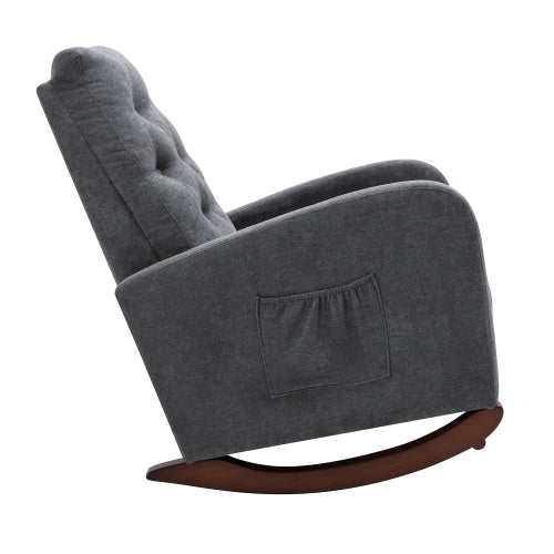 Living Room Chair Lazy Recliner Comfortable Fabric High Back Armchair- Antique Gray