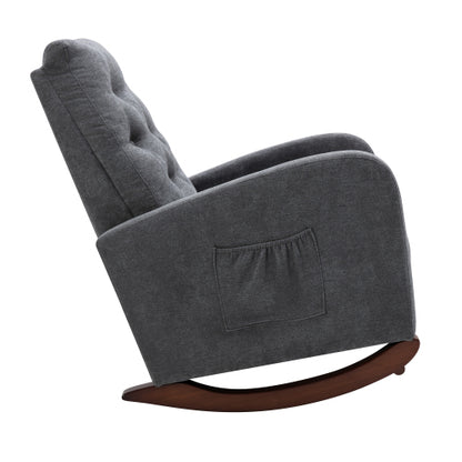 Living Room Chair Lazy Recliner Comfortable Fabric High Back Armchair- Antique Gray