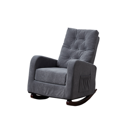 Living Room Chair Lazy Recliner Comfortable Fabric High Back Armchair- Antique Gray