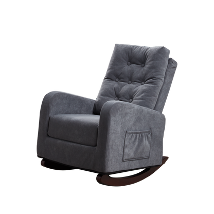 Living Room Chair Lazy Recliner Comfortable Fabric High Back Armchair- Antique Gray