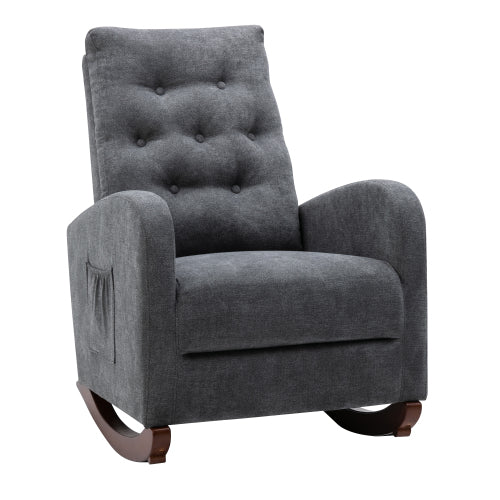 Living Room Chair Lazy Recliner Comfortable Fabric High Back Armchair- Antique Gray