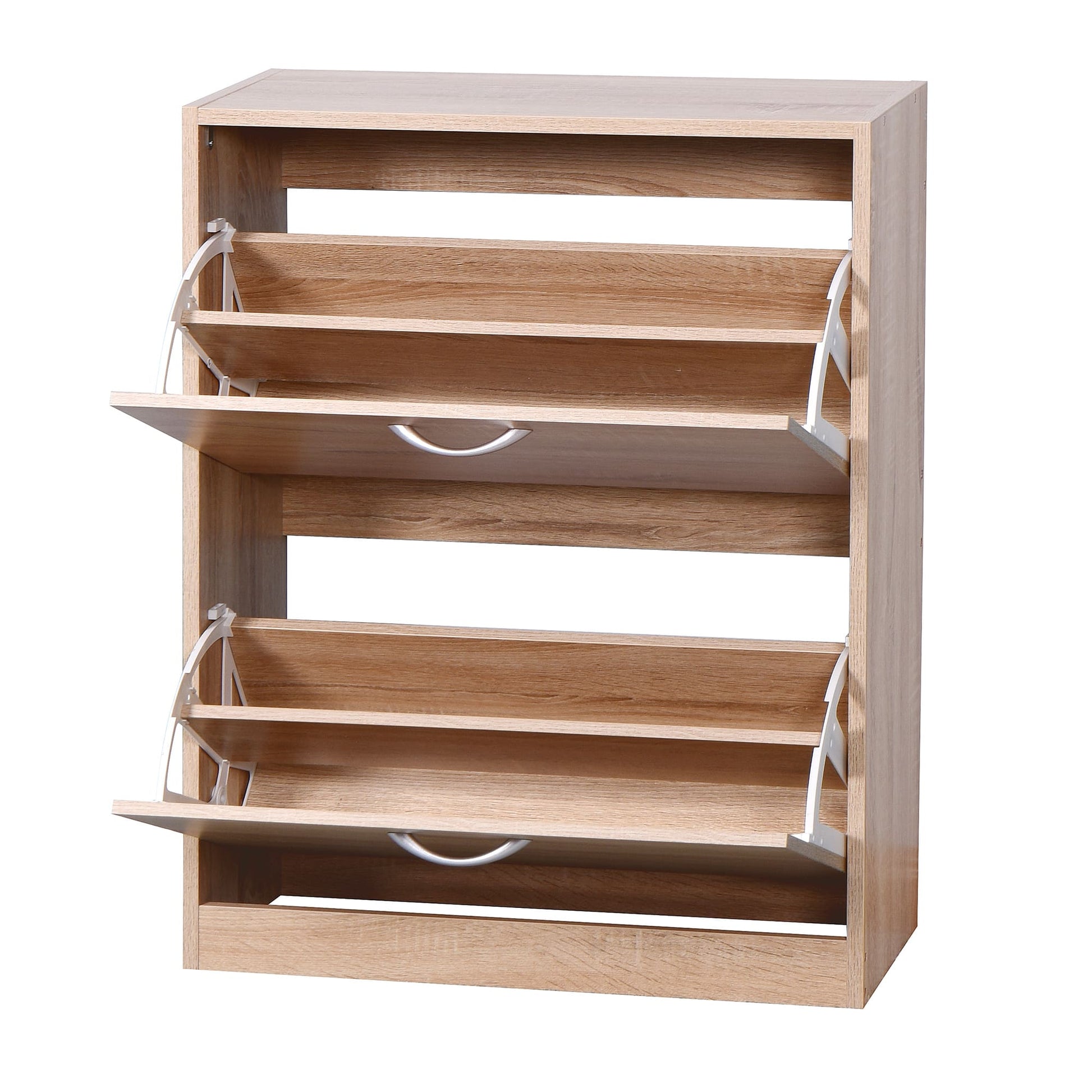 Entryway Wooden Shoe Storage and Cabinet with 2 Flip Doors- Natural