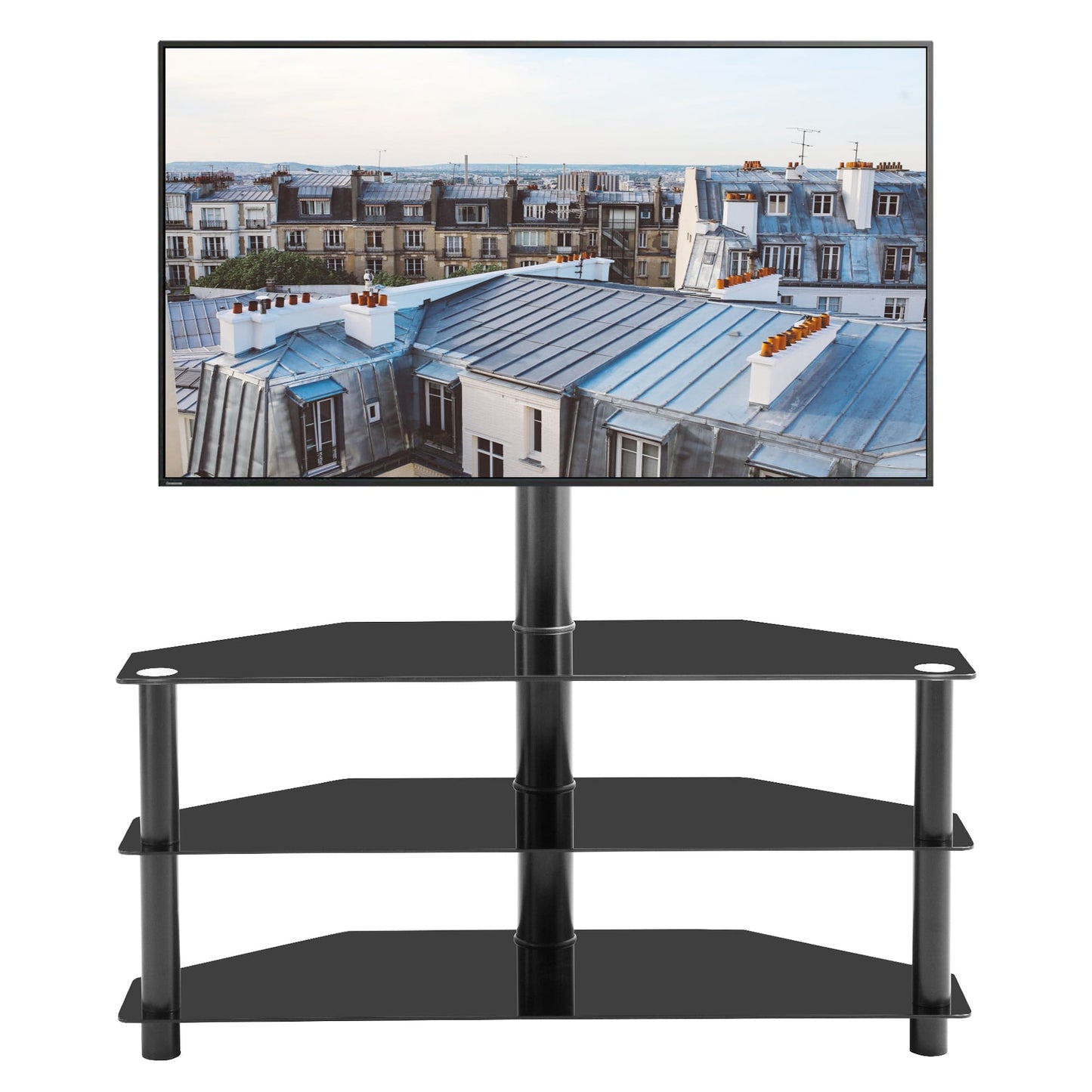 3-Tier Multi-functional TV Stand Height Adjustable Swivel Bracket - Black
