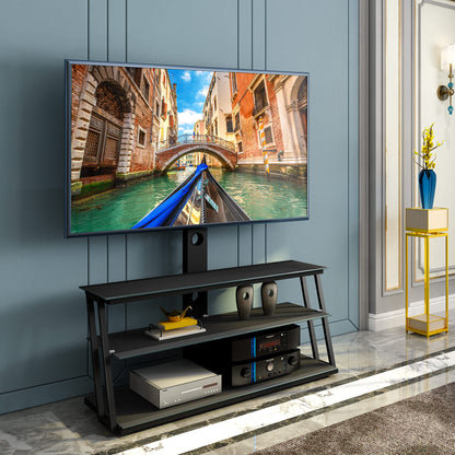 Multi-Functional Angle And Height Adjustable Tempered Glass TV Stand- Black
