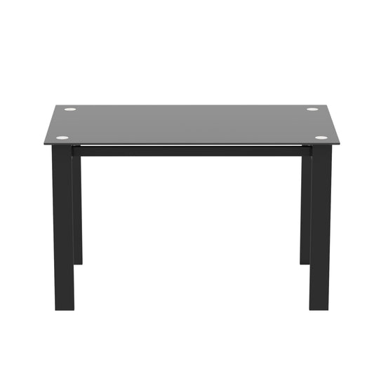 Easy to Clean Heavy Duty Tempered Minimalist Glass Top Dining Table- Black