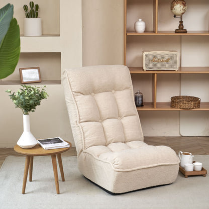 Single Seater Japanese Style Thick Cushioned Lazy Tatami Recliner Sofa- White