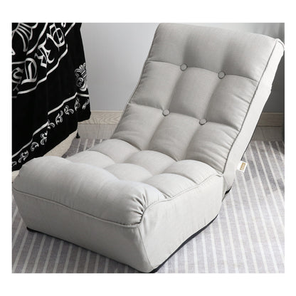 Single Seater Japanese Style Thick Cushioned Lazy Tatami Recliner Sofa- Gray