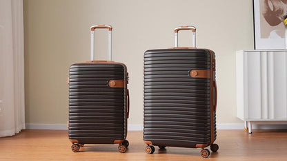 Set of 4 Expandable Lightweight Suitcase with Packing Cubes TSA Lock and Spinner Wheels - Coffee and Black