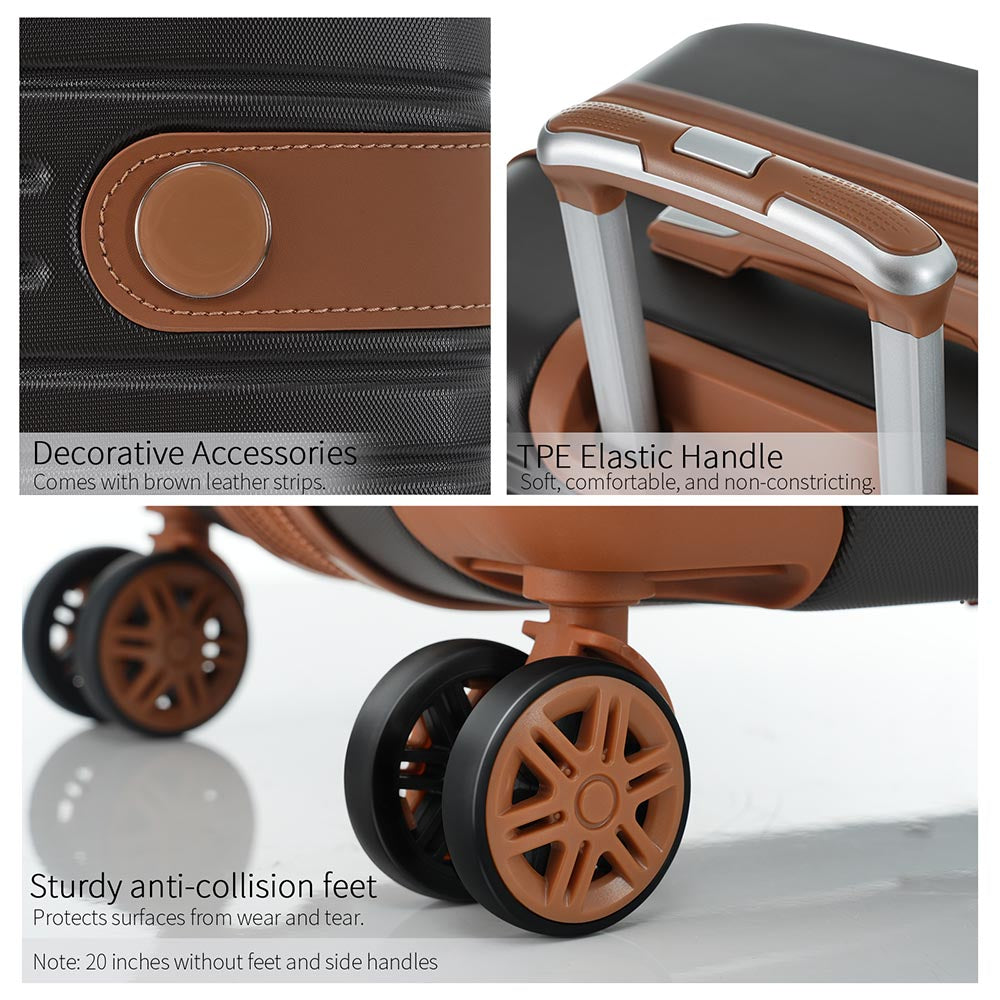 Set of 4 Expandable Lightweight Suitcase with Packing Cubes TSA Lock and Spinner Wheels - Coffee and Black