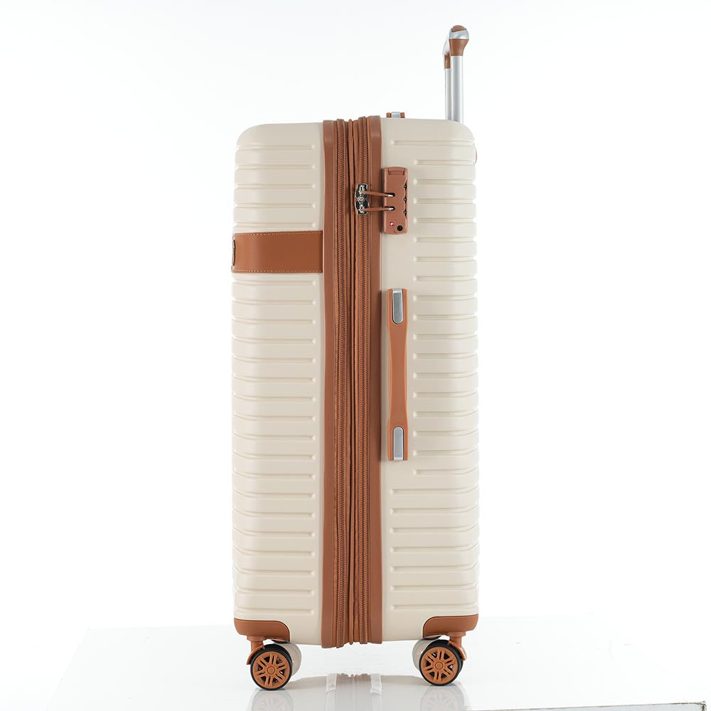 Set of 4-Piece Expandable Lightweight Suitcase with Packing Cubes TSA Lock and Spinner Wheels - Cream