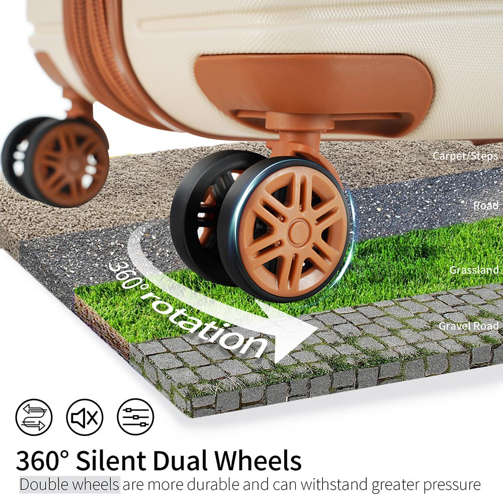 Set of 4-Piece Expandable Lightweight Suitcase with Packing Cubes TSA Lock and Spinner Wheels - Cream