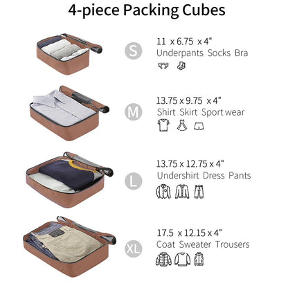 Set of 4-Piece Expandable Lightweight Suitcase with Packing Cubes TSA Lock and Spinner Wheels - Cream